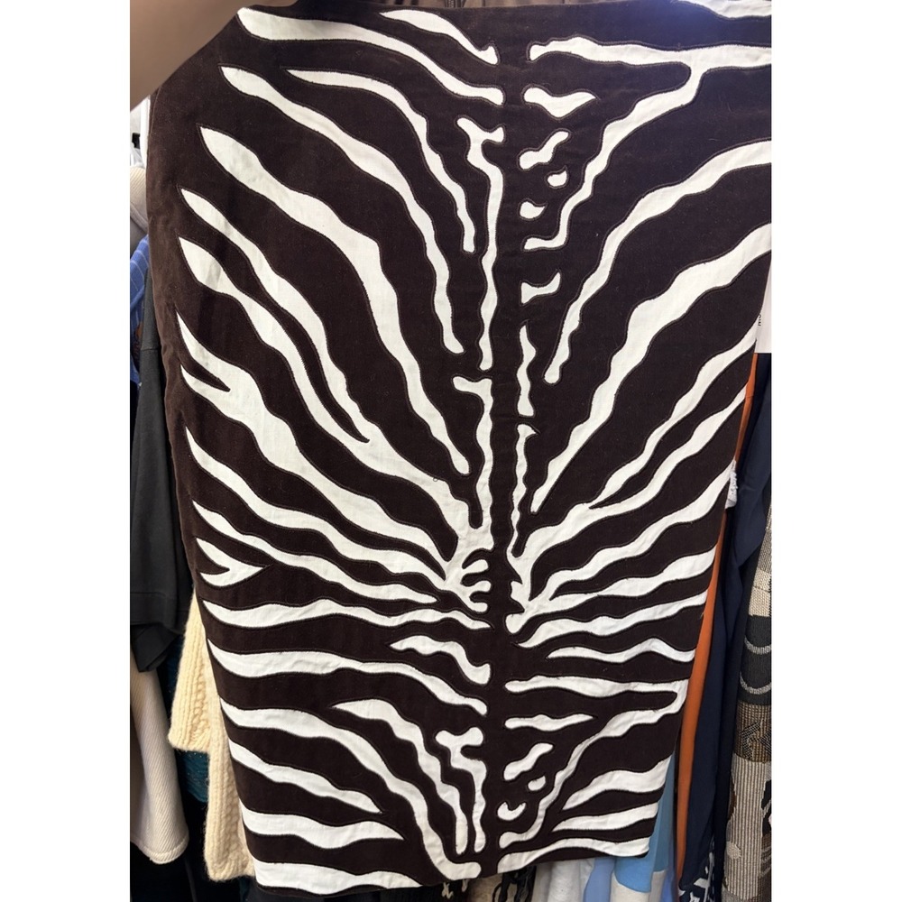 NWT $295 Etcetera Okapi Artisital Brown Velvet Zebra Print Skirt Size 10